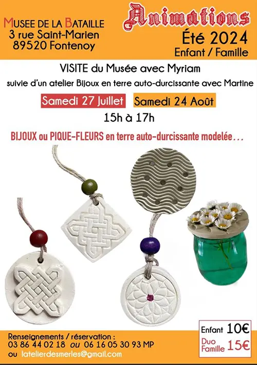 Visite du Musée de la Bataille avec Myriam suivie d'un atelier Bijoux en terre auto-durcissante avec Martine (pour enfants et familles) – Fontenoy (Musée de la Bataille) (affiche de l’événement)