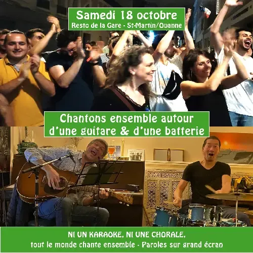 Chantons ensemble autour d'une guitare & d'une batterie – Saint-Martin-sur-Ouanne (Restaurant de la Gare) (affiche de l’événement)