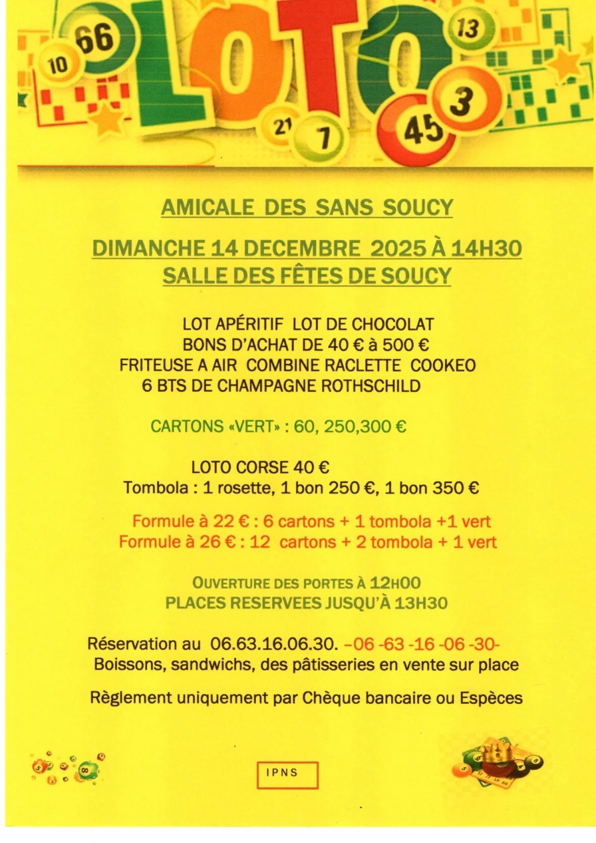 Loto de l'Amicale des Sans Soucy – Soucy (Salle des fêtes) (affiche de l’événement)