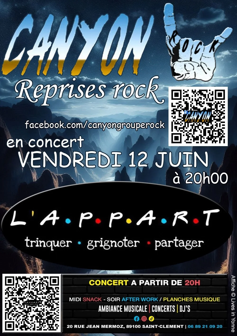 Apéro concert avec le groupe Canyon – Saint Clément (L'Appart Bar) (affiche de l’événement)
