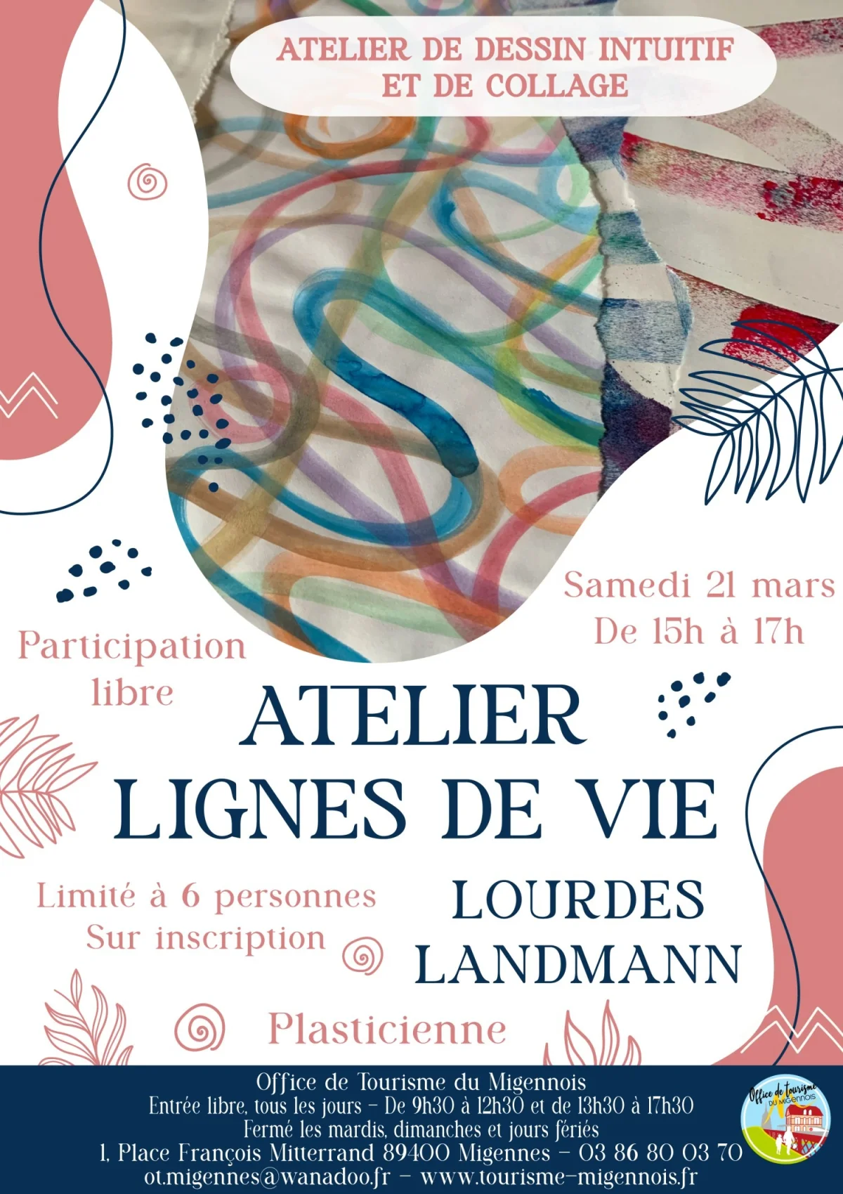 Atelier Lignes de vie - Lourdes Landmann – Migennes (Office de Tourisme du Migennois) (affiche de l’événement)