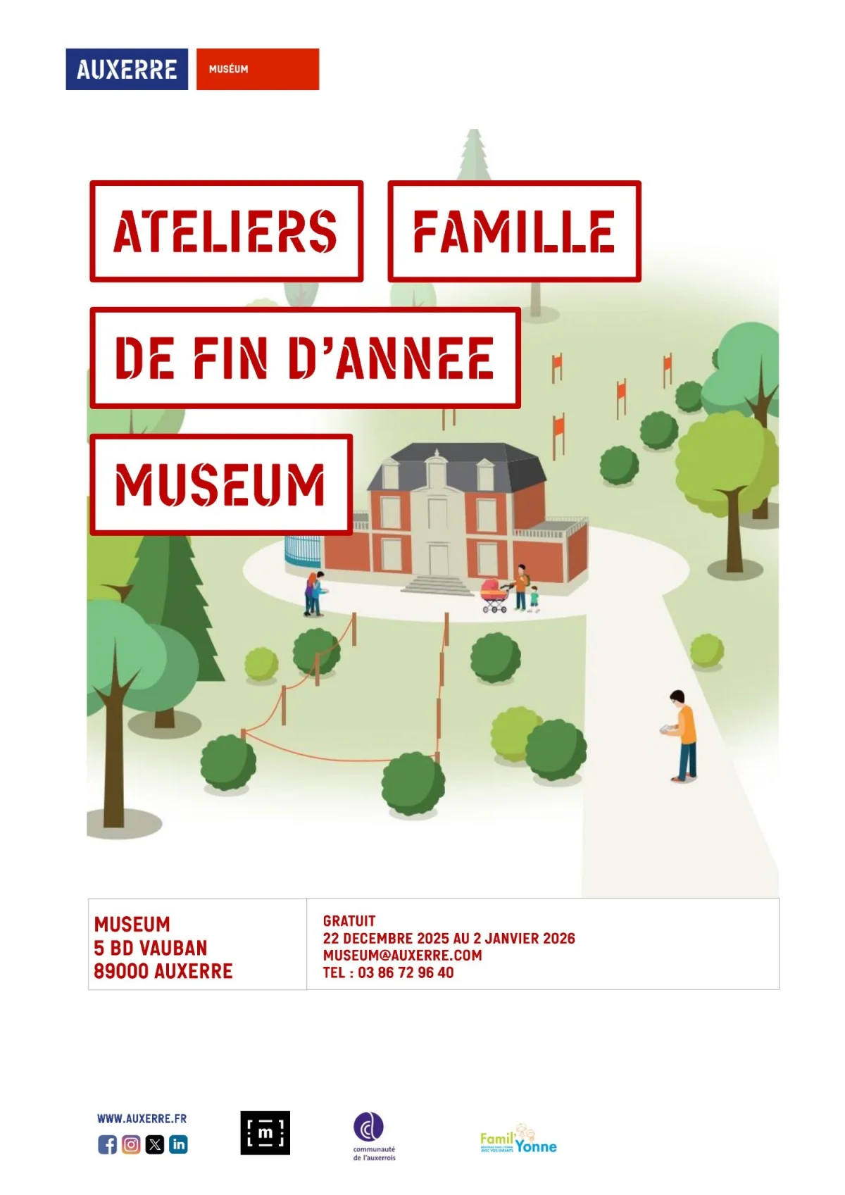 Ateliers famille de fin d'année 2025 – Auxerre (Muséum) (affiche de l’événement)