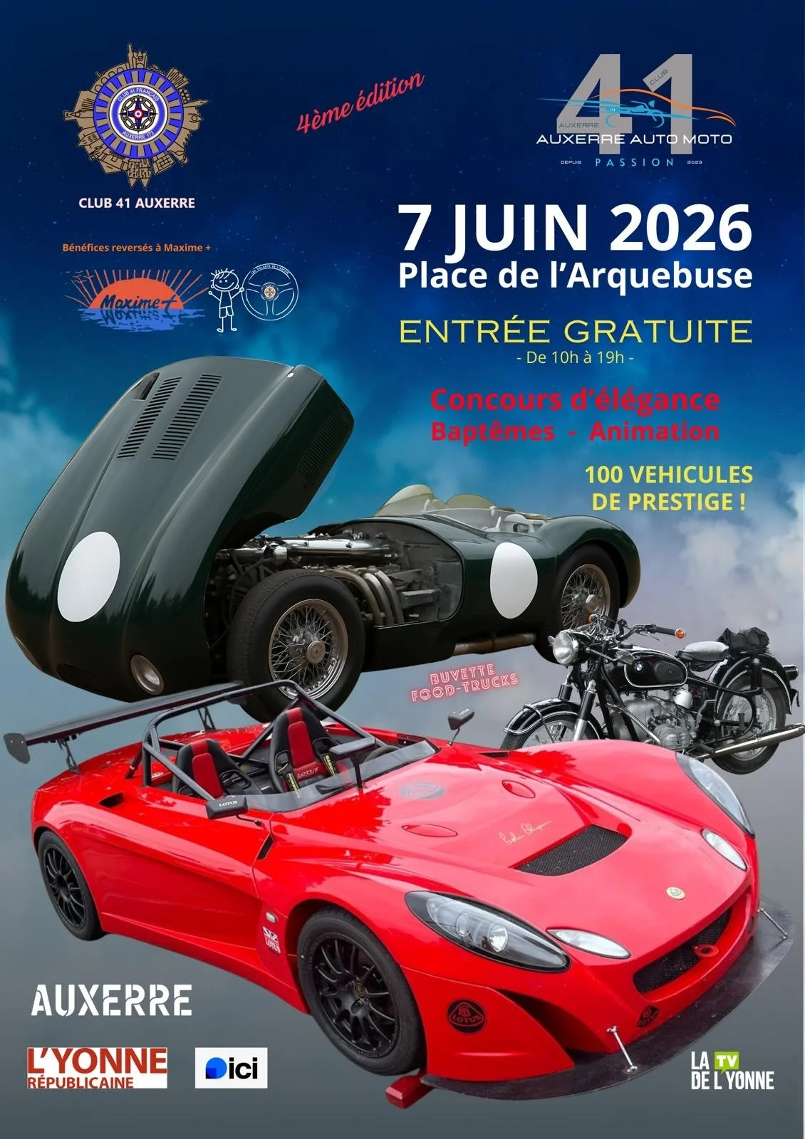 Auxerre Auto Moto Passion (4ème édition) : Exposition et rassemblement de véhicules de prestige – Auxerre (Place de l'Arquebuse) (affiche de l’événement)
