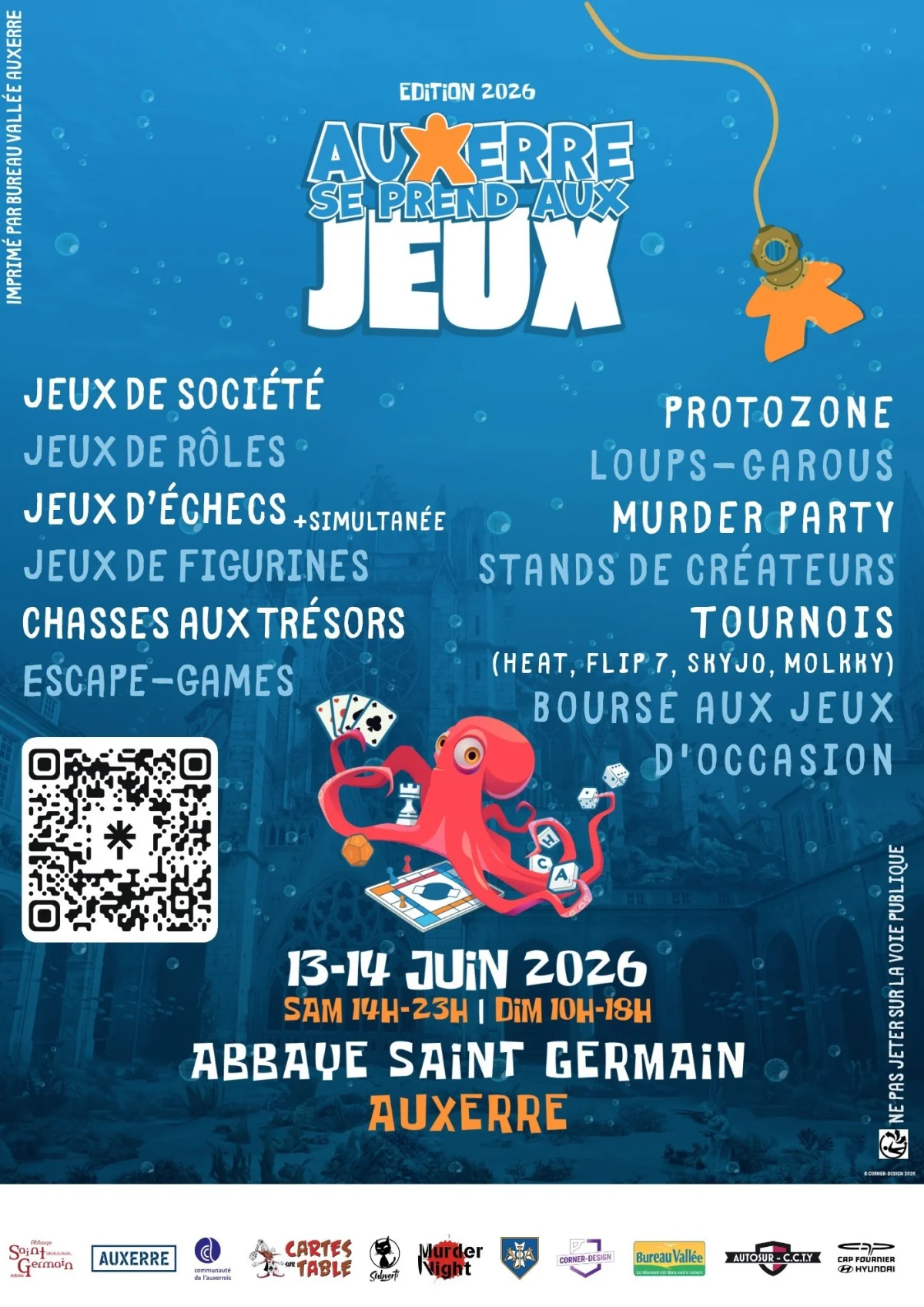 Auxerre se prend aux jeux (4ème édition) : Bourse aux jeux, Murder Party, escape game, chasse aux trésors, échecs et plus encore ! – Auxerre (Abbaye Saint Germain) (affiche de l’événement)