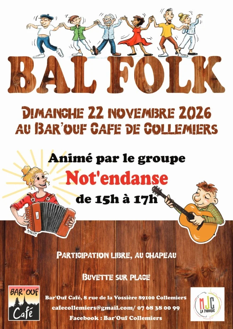 Bal folk – Collemiers (Bar'Ouf Café) (affiche de l’événement)
