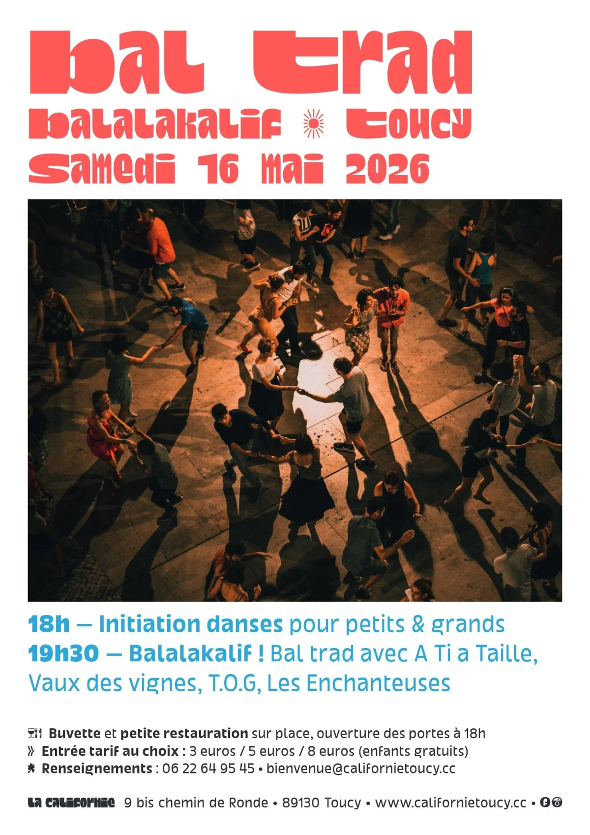Balalakalif / bal trad / Atelier d'initiation – Toucy (La Californie) (affiche de l’événement)