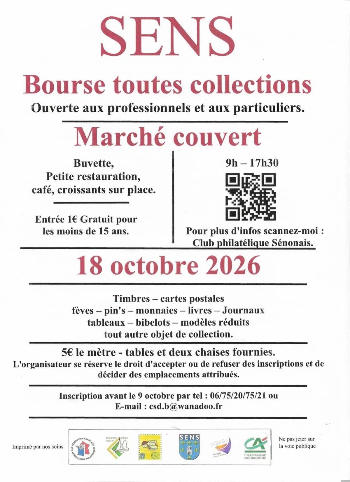 Bourse toutes Collections – Sens (Marché couvert) (affiche de l’événement)