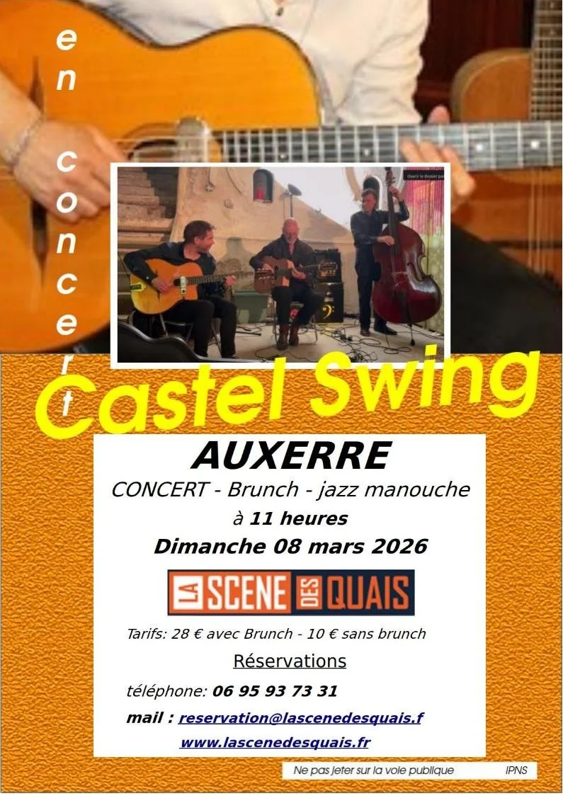 Brunch concert jazz manouche – Auxerre (La scène des quais (la péniche)) (affiche de l’événement)