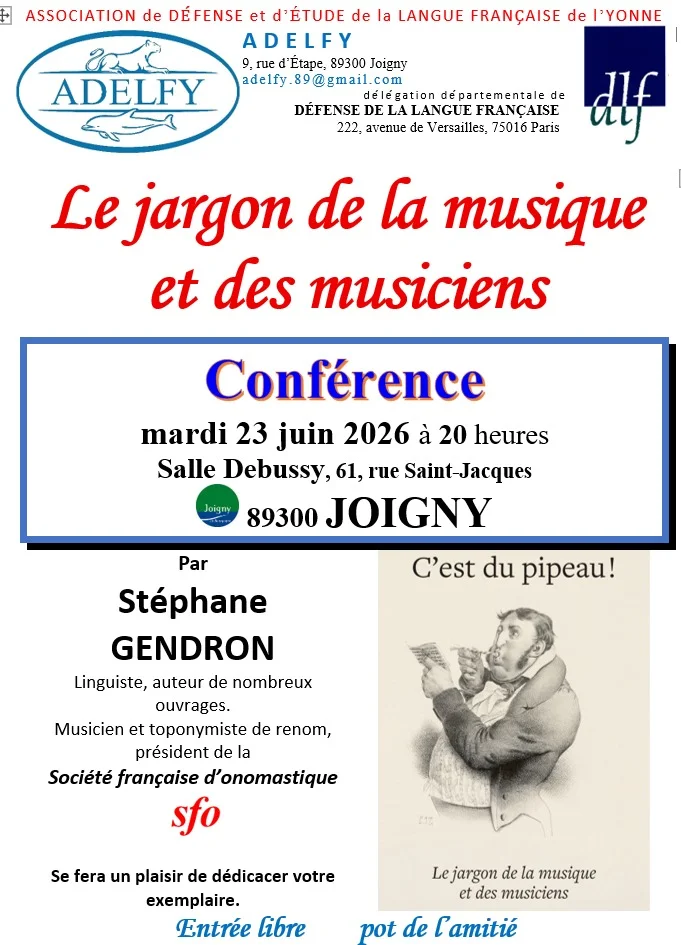 C'est du Pipeau! - Le jargon de la musique et des musiciens – Joigny (Salle Debussy,) (affiche de l’événement)