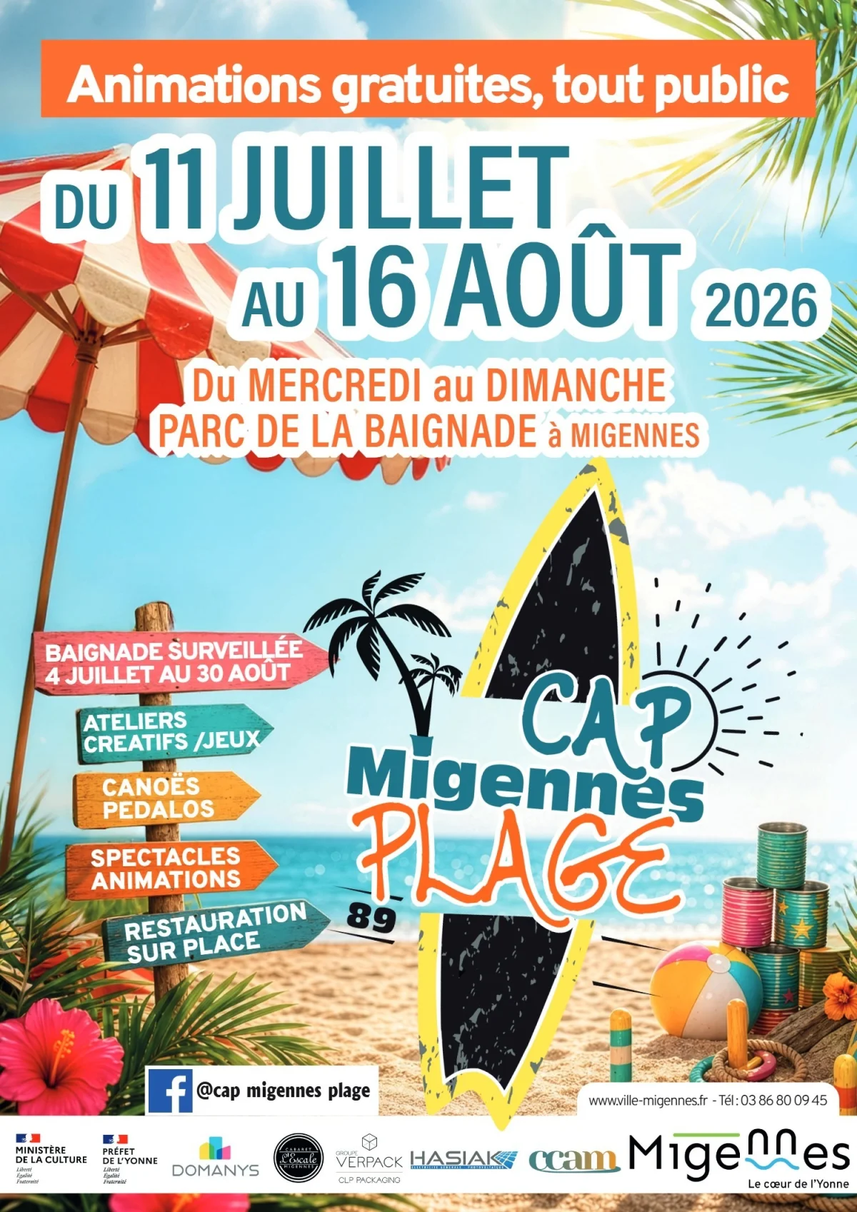 Cap Migennes Plage – Migennes (Parc de la baignade) (affiche de l’événement)
