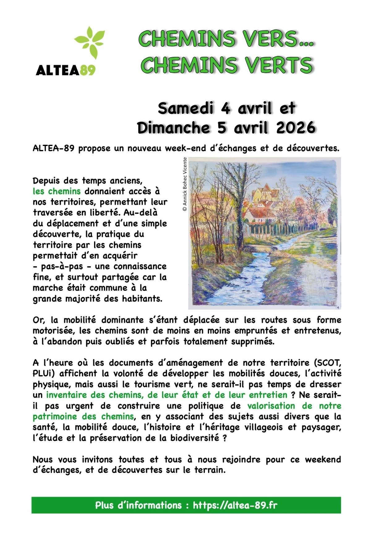 Chemins vers...Chemins verts – Nailly (Salle Polyvalente) (affiche de l’événement)