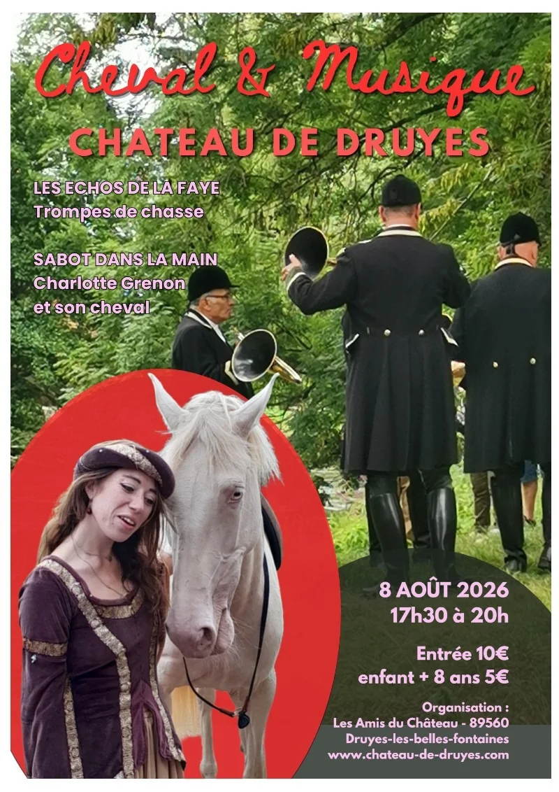 Cheval et musique au Château de Druyes – Druyes les Belles Fontaines (Château) (affiche de l’événement)