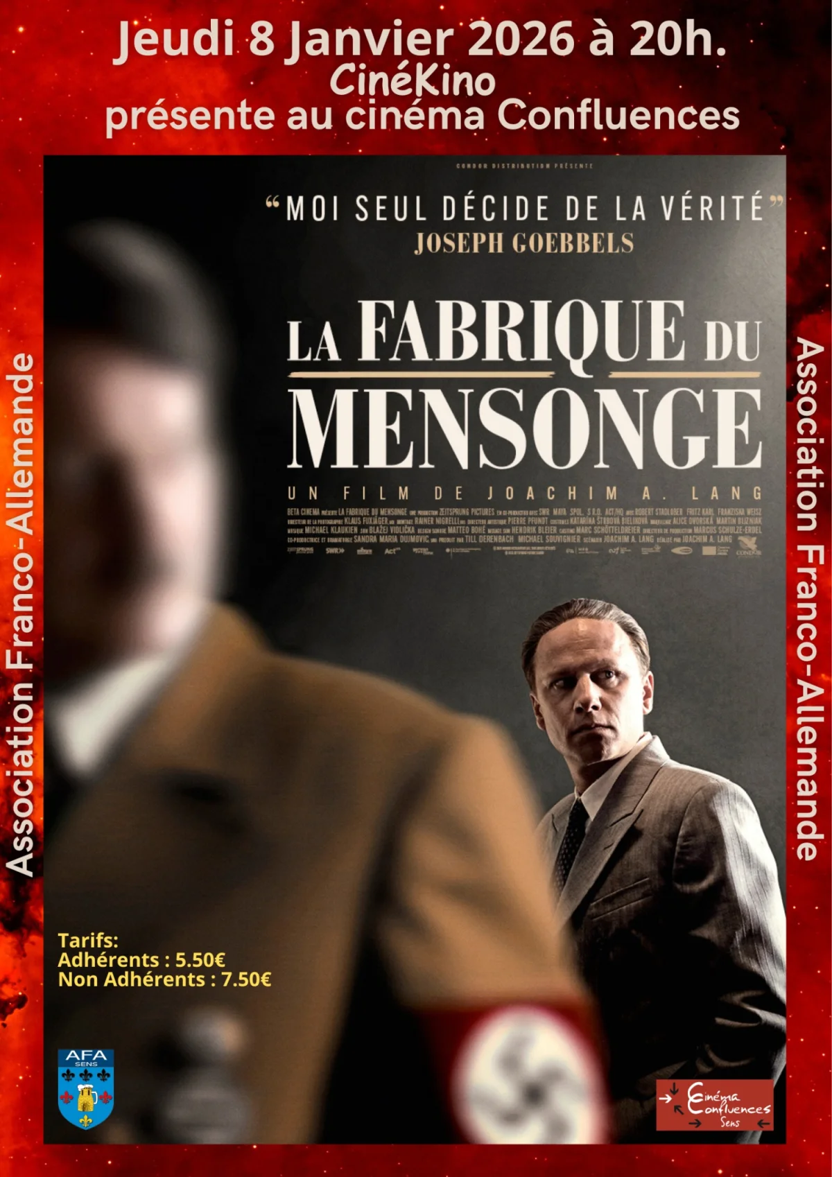 Cinékino, de l’Association Franco-Allemande de Sens, entame l’année avec le film « La Fabrique du mensonge » à Confluences à 20h., en V.O. sous-titrée  – Sens (Cinéma Confluences) (affiche de l’événement)