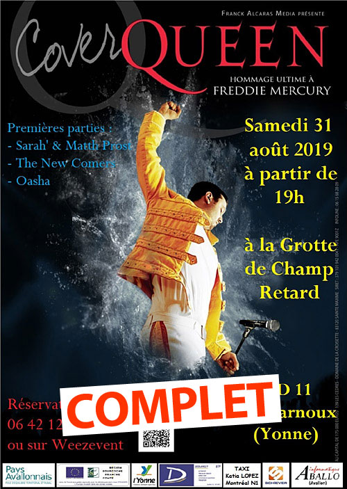 COMPLET // CONCERT COVER QUEEN / HOMMAGE ULTIME A FREDDY MERCURY / 1re partie avec Sarah' & Matth Prost + The News Comers + Oasha
