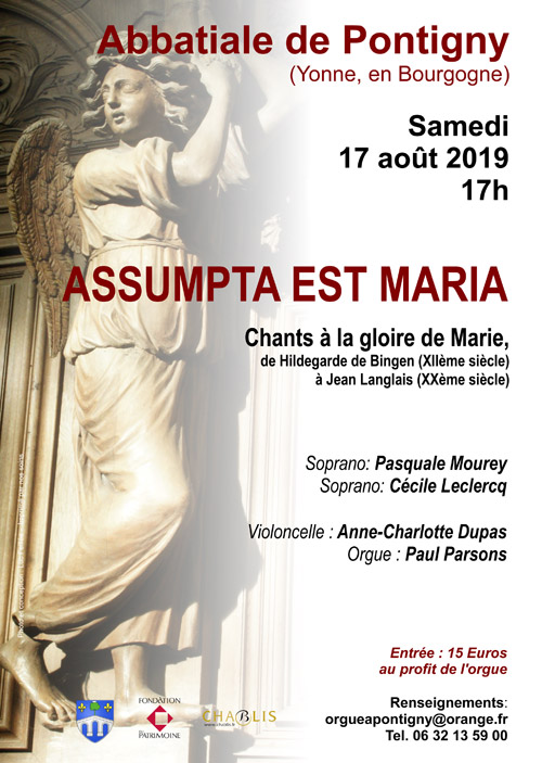 CONCERT : ASSUMPTA EST MARIA : Chants  la gloire de Marie / Voyage musical sur le thme de la vierge du chant grgorien au motet du XXme sicle de Hildegarde de Bingen (XIIme sicle)  Jean Langlais (XXme sicle)