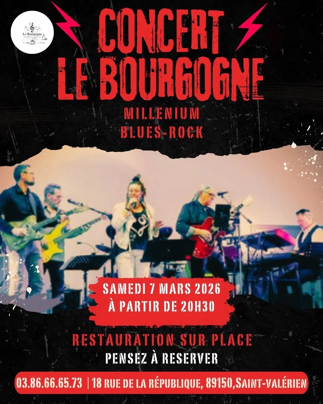 Concert avec Millenium Blues – Saint Valérien (Bar-Pub "Le Bourgogne") (affiche de l’événement)