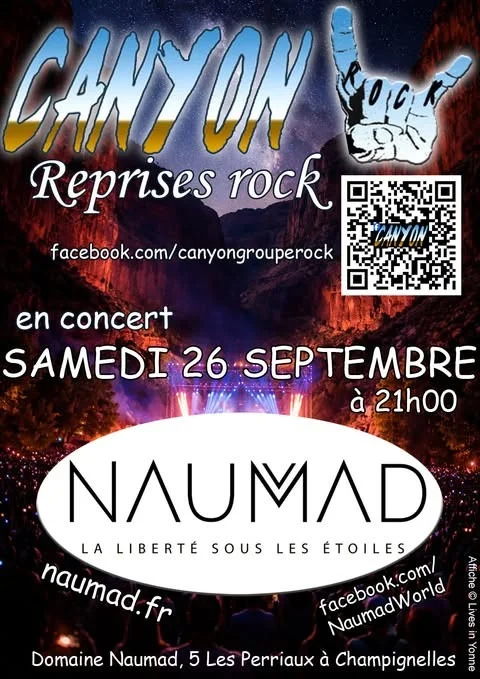 Concert rock avec le groupe Canyon – Champignelles (Domaine Naumad) (affiche de l’événement)