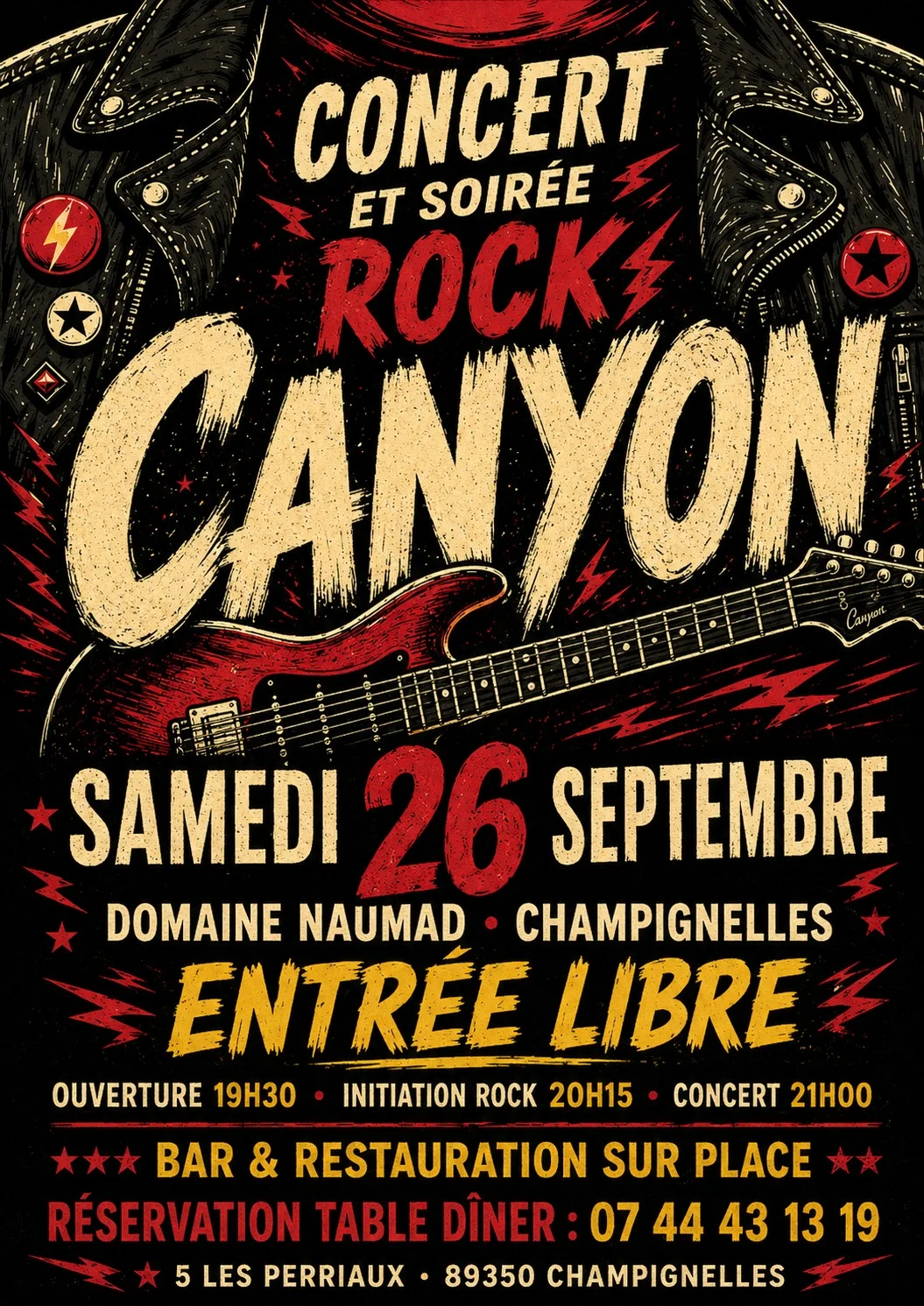 Concert rock avec le groupe Canyon – Champignelles (Domaine Naumad) (affiche de l’événement)