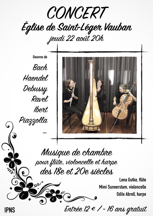 Musique de chambre pour flûte, violoncelle et harpe
des 18e et 20e siècles / Lena Gutke, flûte / Mimi Sunnerstam, violoncelle / Odile Abrell, harpe