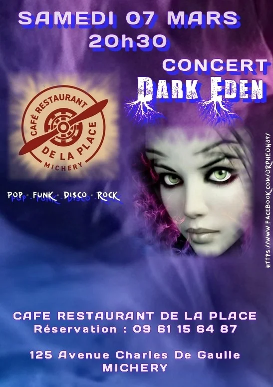 Concert avec Dark Eden - Pop/Funk/Disco – Michery (Restaurant de la Place) (affiche de l’événement)