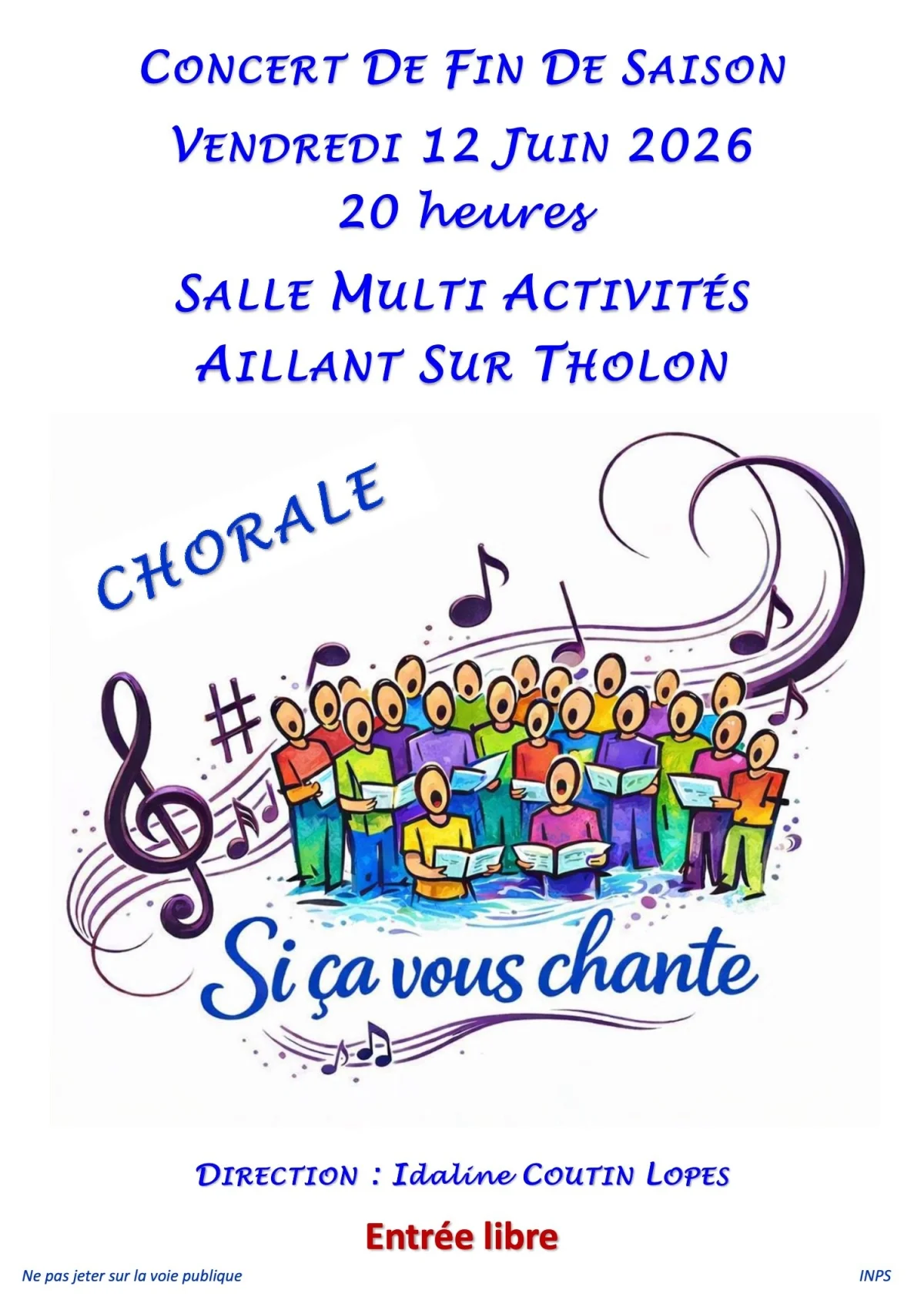 Concert de fin de saison – Aillant sur Tholon (salle multi activités) (affiche de l’événement)