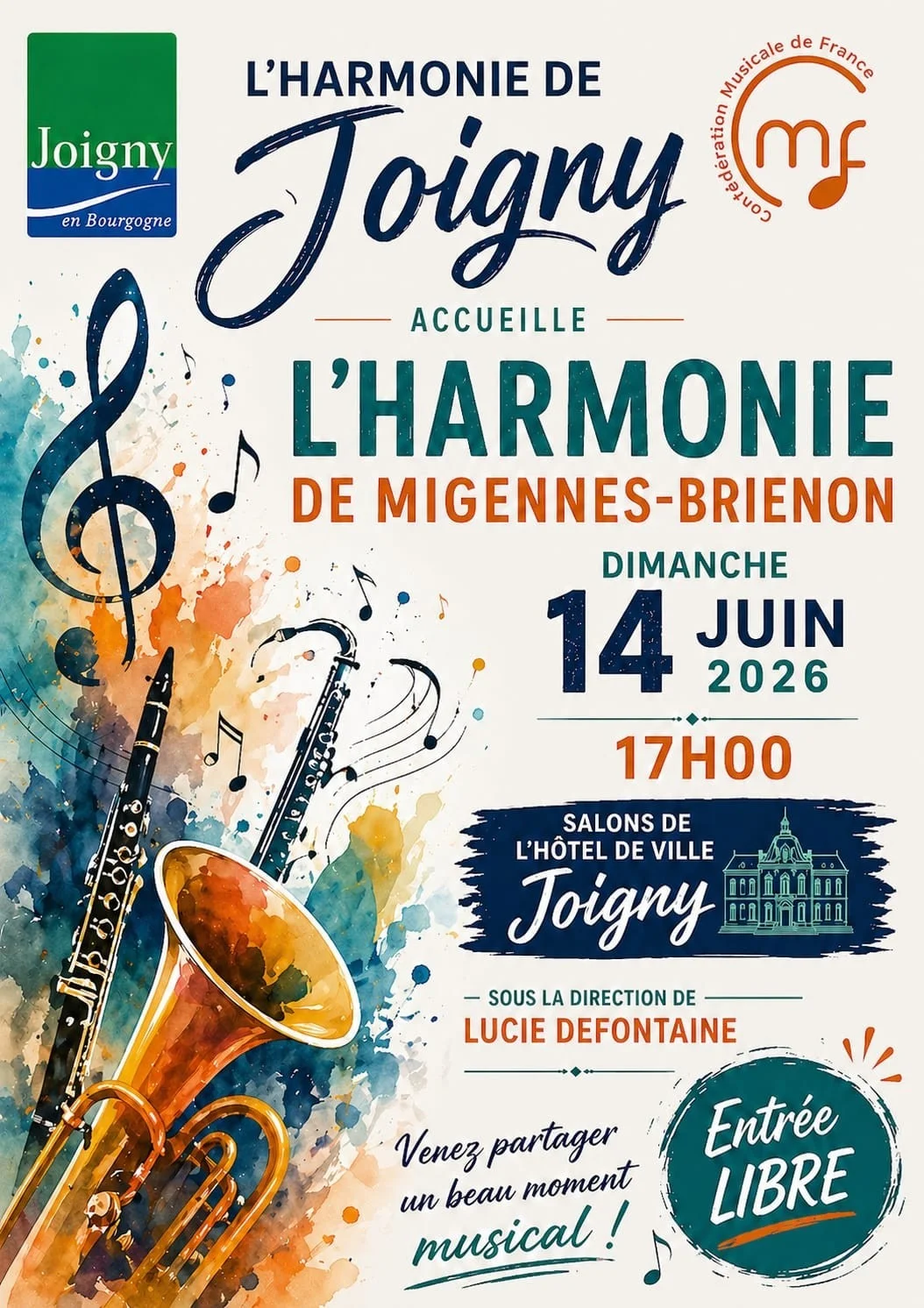 Concert de l'Harmonie de Joigny – Joigny (salons de l'hotel de ville) (affiche de l’événement)