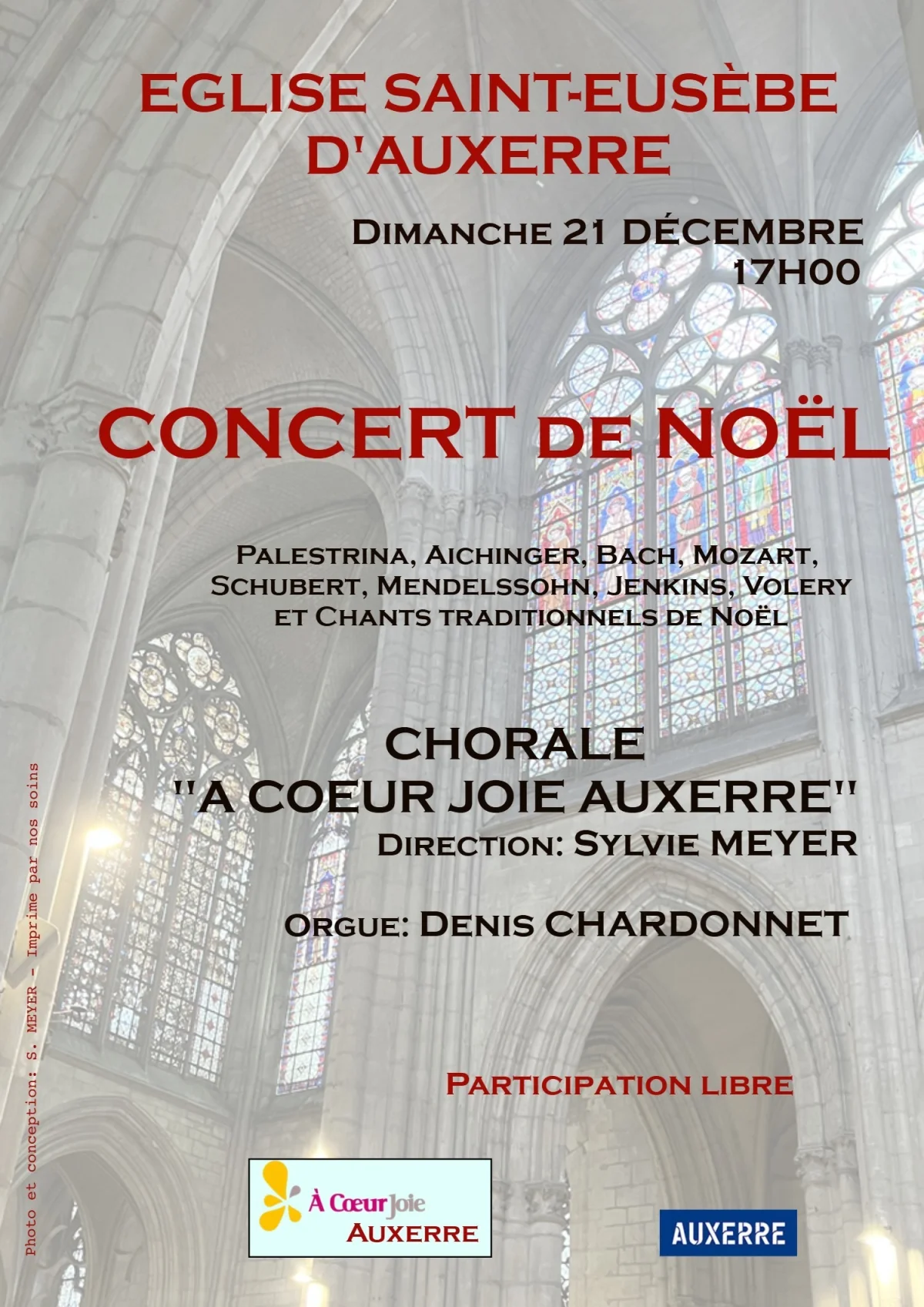 Concert de Noël / Chorale "A COEUR JOIE AUXERRE" – Auxerre (Eglise Saint Eusèbe) (affiche de l’événement)