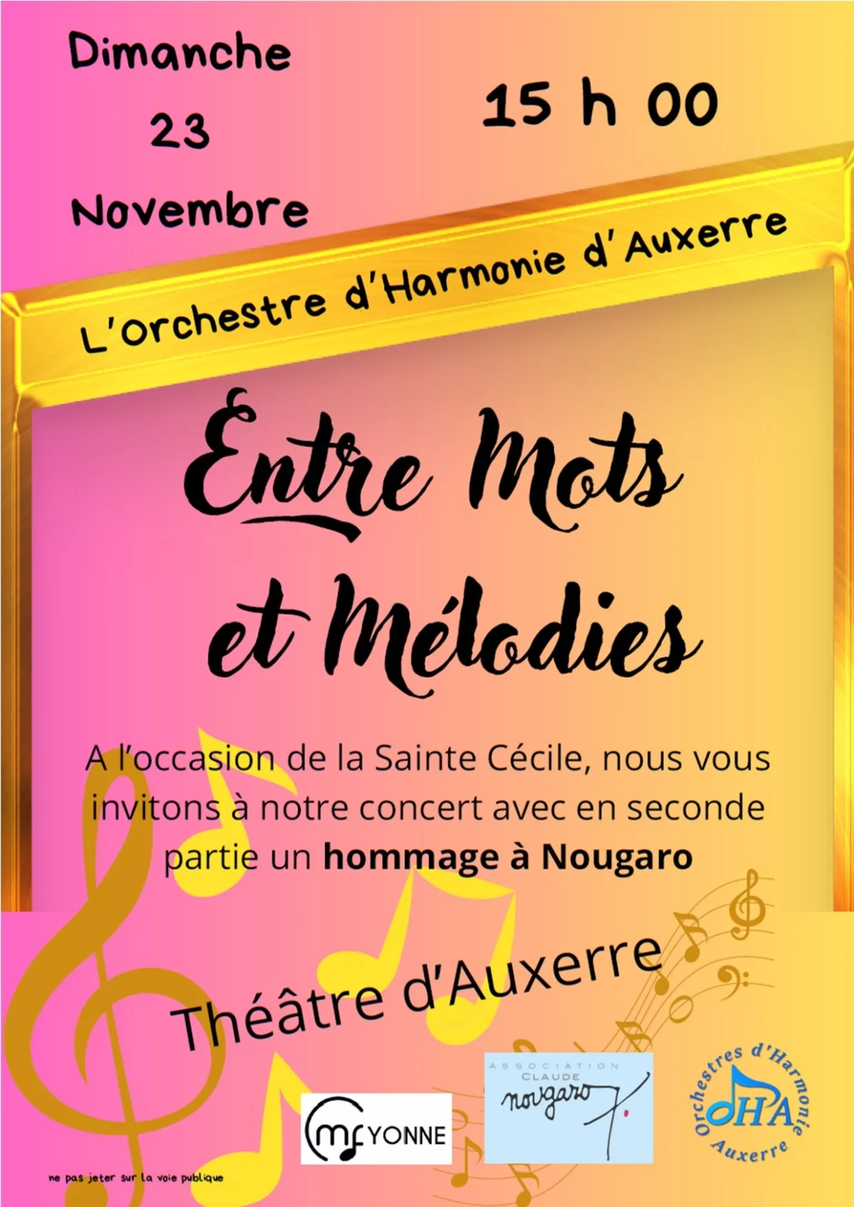 Concert de Sainte Cécile / Harmonie d'Auxerre – Auxerre (Théâtre d'Auxerre) (affiche de l’événement)