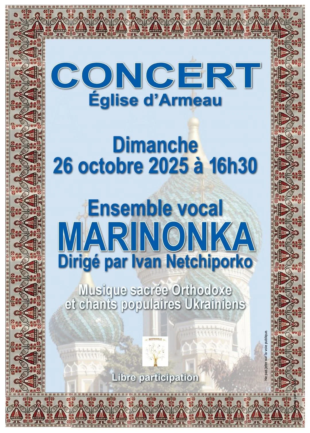 Concert ensemble vocal Marinonka – Armeau (Eglise) (affiche de l’événement)