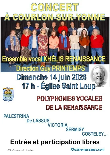Concert Ensemble vocal Khelis Renaissance – Courlon sur Yonne (Eglise) (affiche de l’événement)