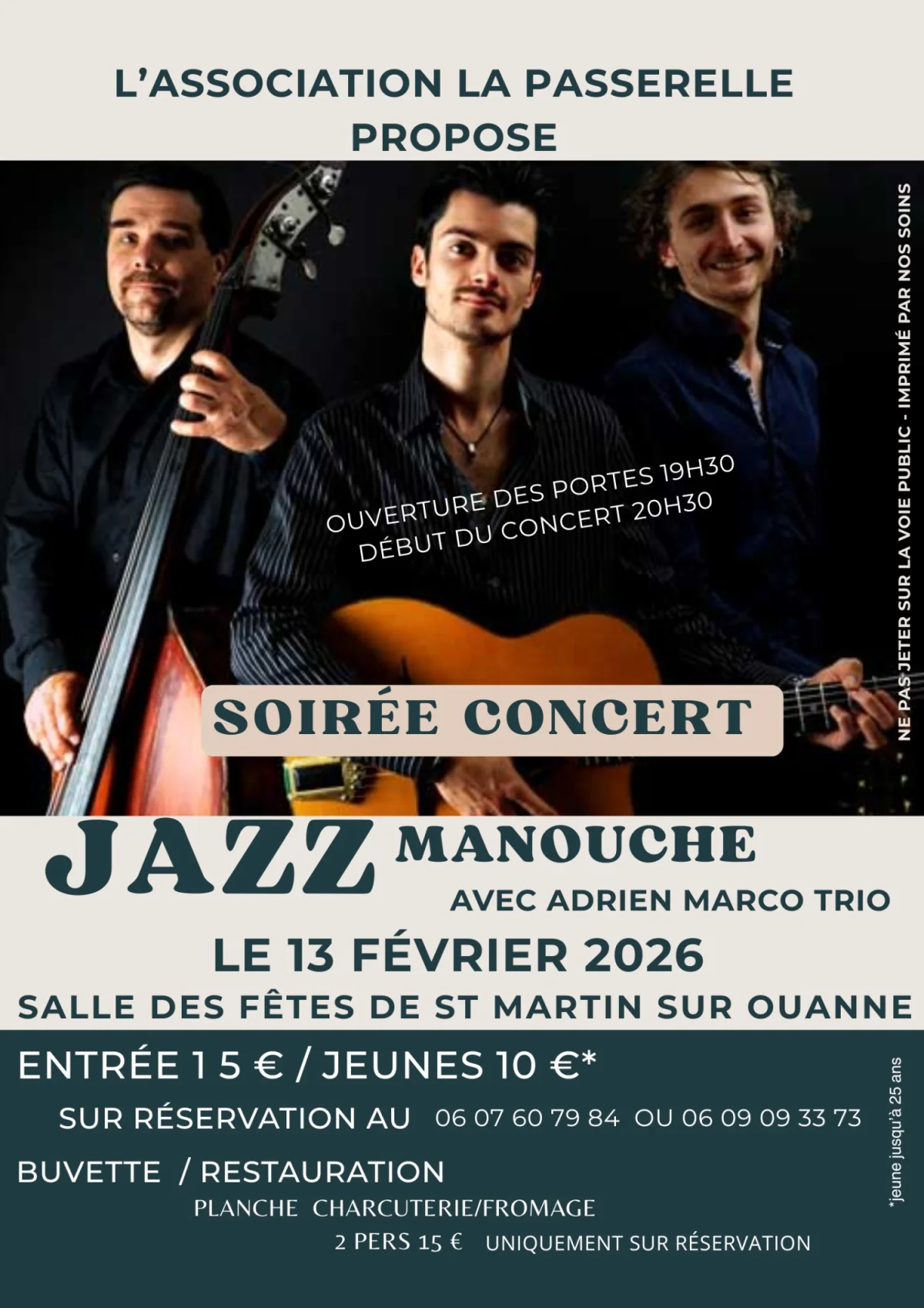 Soirée Concert Jazz Manouche avec Adrien Marco Trio – Saint-Martin-sur-Ouanne (Salle des fêtes) (affiche de l’événement)