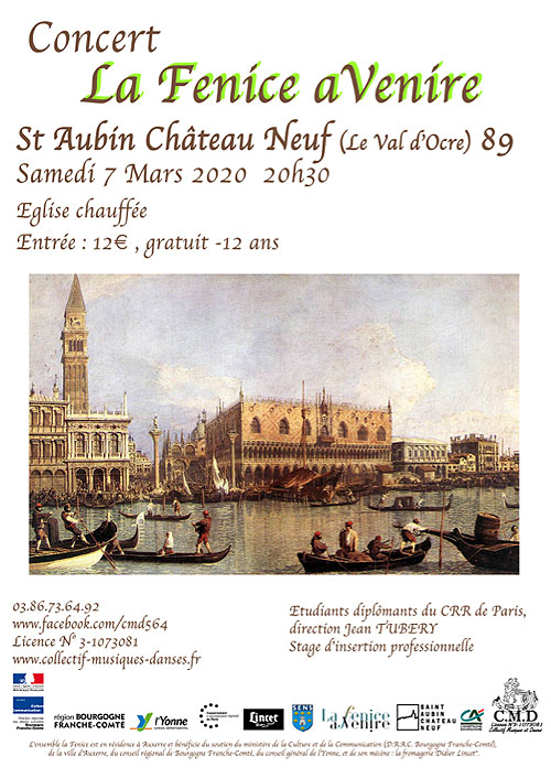 Concert de l'Ensemble La Fenice aVenire avec 10 instrumentistes sous la direction de Jean Tubéry avec les étudiants du CRR de Paris