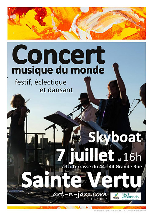 CONCERT avec SKYBOAT (musique du monde, festif, clectique et dansant) dans le cadre du Festival Art'n'Jazz