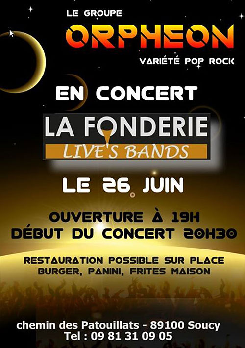 APERO-CONCERT (live's bands)  avec ORPHÉON (variété pop-rock)