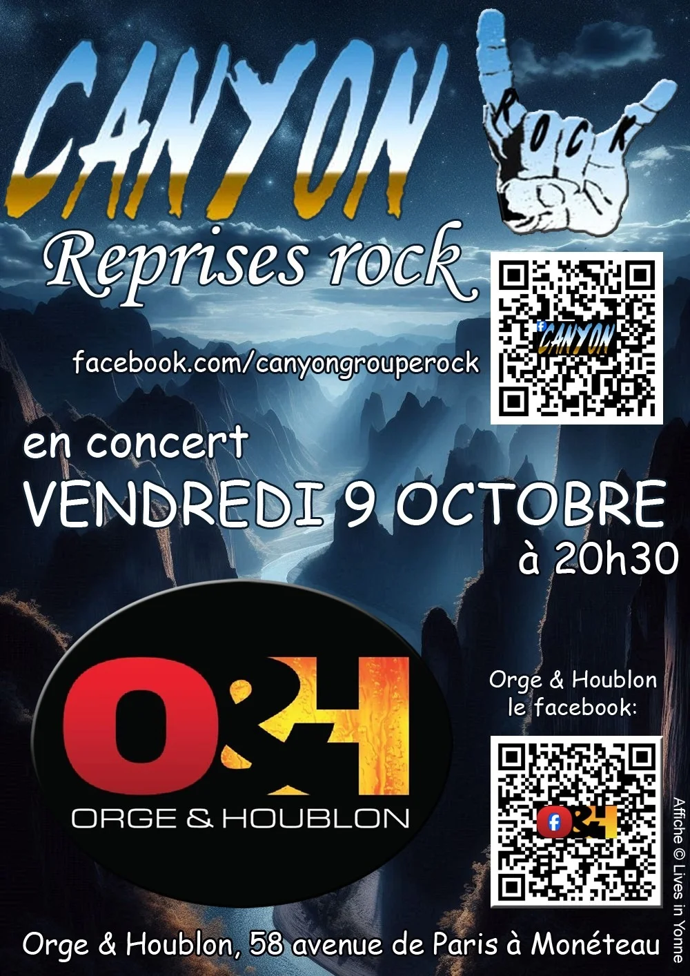 Concert rock avec le groupe Canyon – Monéteau (Orge et Houblon) (affiche de l’événement)