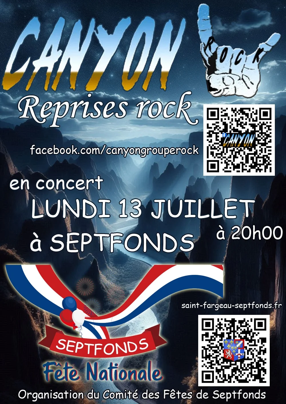Concert rock avec le groupe CANYON – Septfonds (Place de la mairie) (affiche de l’événement)