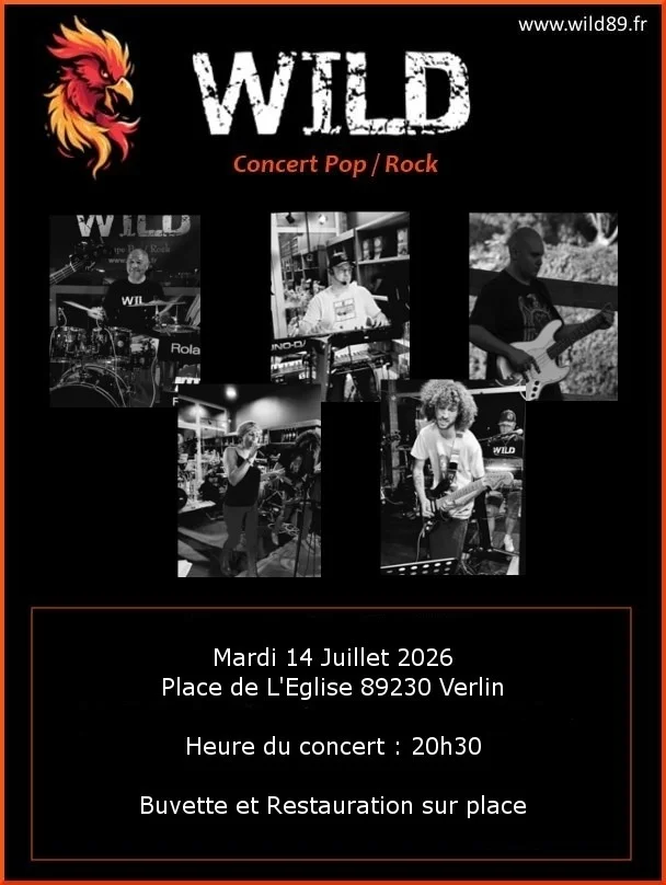 Concert du 14 Juillet avec Wild – Verlin (Place de l'église) (affiche de l’événement)
