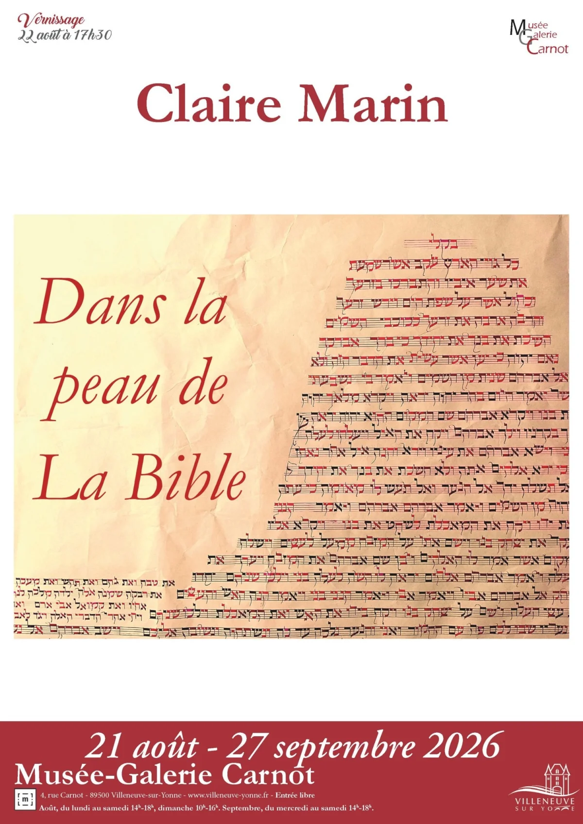Dans la peau de La Bible – Villeneuve-sur-Yonne (Musée Galerie Carnot) (affiche de l’événement)