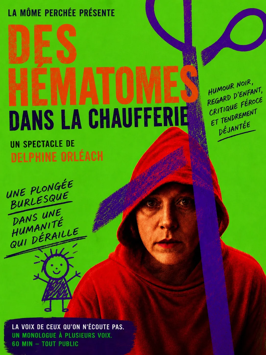 Des Hématomes dans la Chaufferie / Un monologue à plusieurs voix de Delphine Orléach - Cie la Môme Perchée – Mailly-la-Ville (Salle des Fêtes) (affiche de l’événement)