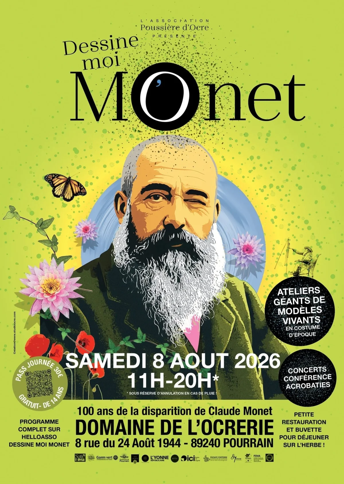 Dessine-moi Monet (dans le cadre des 100 ans de la disparition de Claude Monet) – Pourrain (Domaine de l'Ocrerie) (affiche de l’événement)