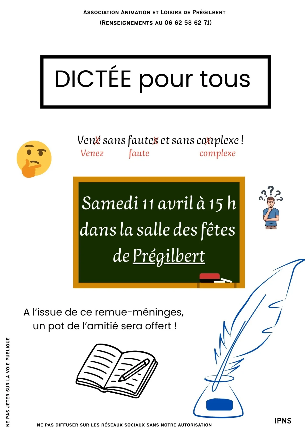 Dictée pour tous – Prégilbert (Prégilbert) (affiche de l’événement)