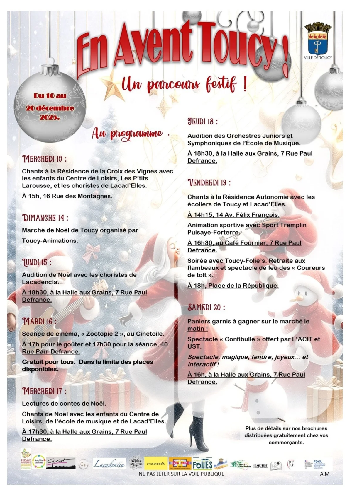 En Avent Toucy - Un parcours festif ! – Toucy (Toucy (Résidence de la Croix des Vignes ; marché dans les rues de Toucy ; cinéma ; Halle aux grains ; résidence Autonomie ; place de la République)) (affiche de l’événement)