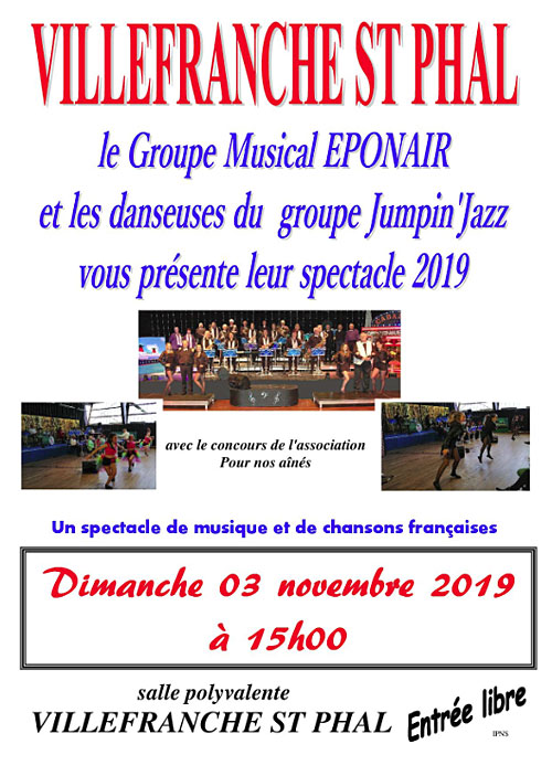 Concert avec LE GROUPE MUSICAL EPON'AIR et les Danseuses du Groupe Jump'in Jazz / spectacle de musique et de chansons franaises