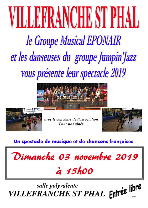 Concert avec LE GROUPE MUSICAL EPON'AIR et les Danseuses du Groupe Jump'in Jazz / spectacle de musique et de chansons françaises