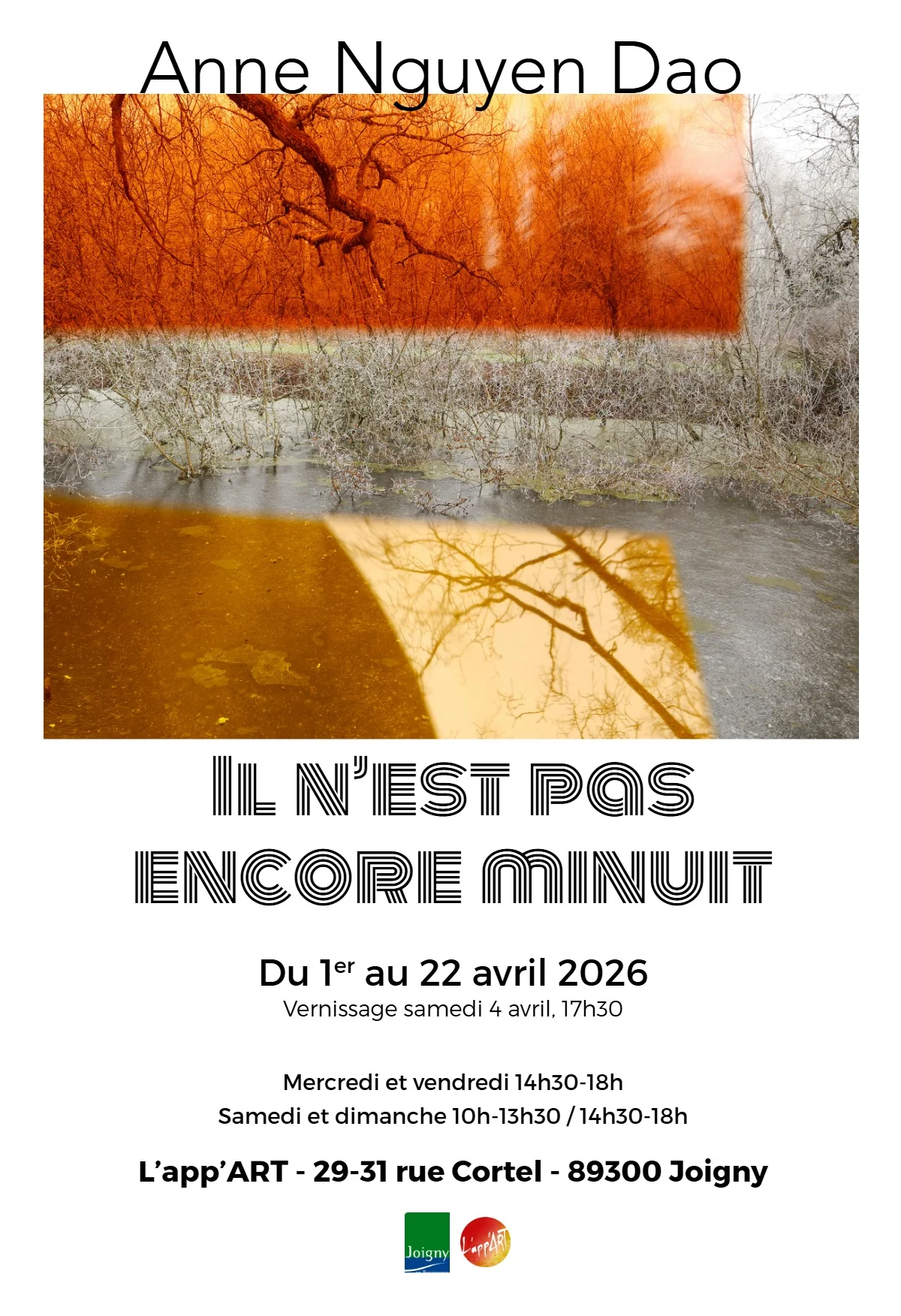 Exposition  "Il n'est pas encore minuit" par Anne Nguyen Dao (photographe) – Joigny (L'app'ART) (affiche de l’événement)