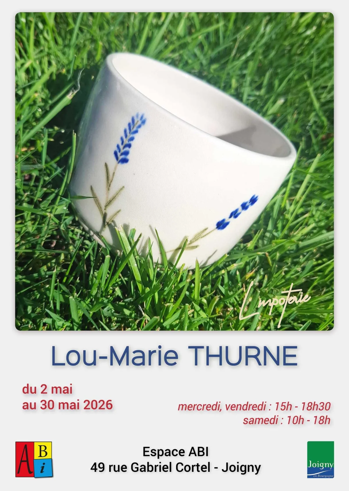 Exposition : Lou-Marie Thurne (céramiste) – Joigny (Espace ABI) (affiche de l’événement)
