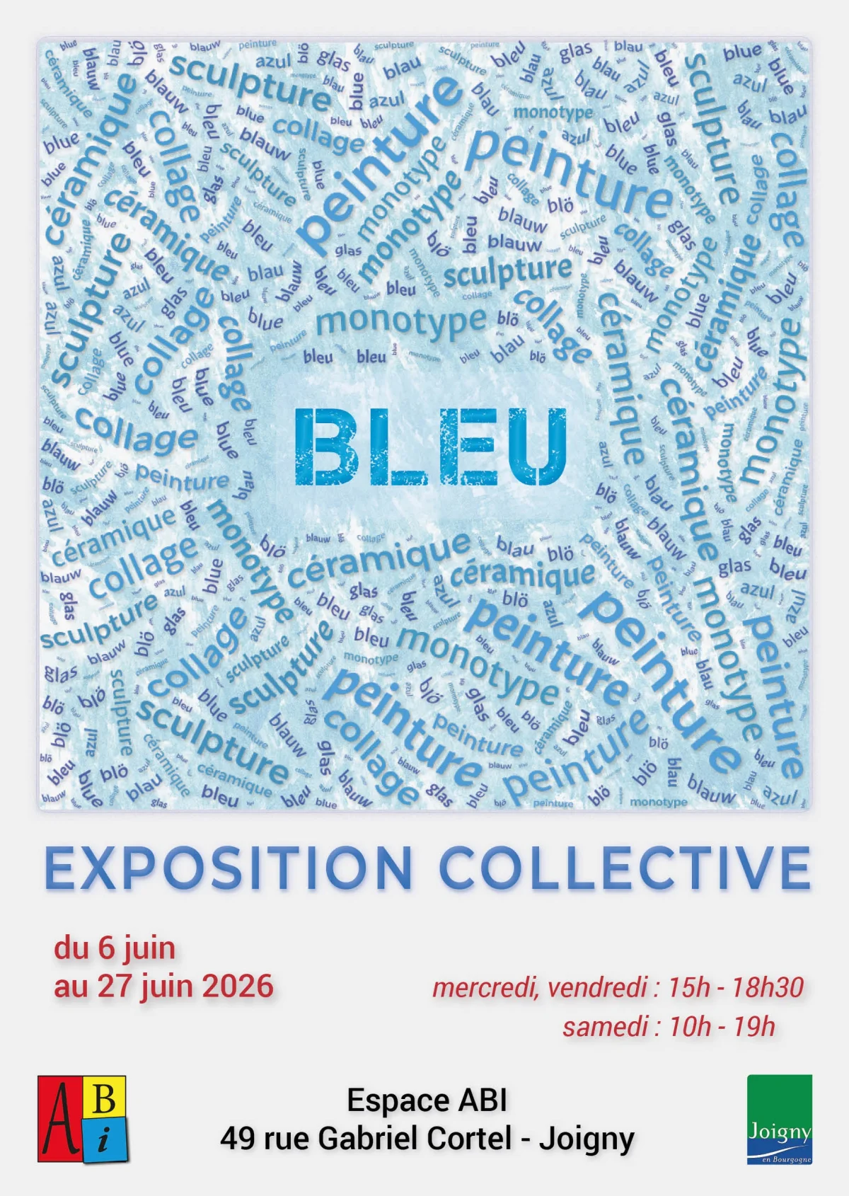 Exposition collective "Bleu" – Joigny (Espace ABI) (affiche de l’événement)