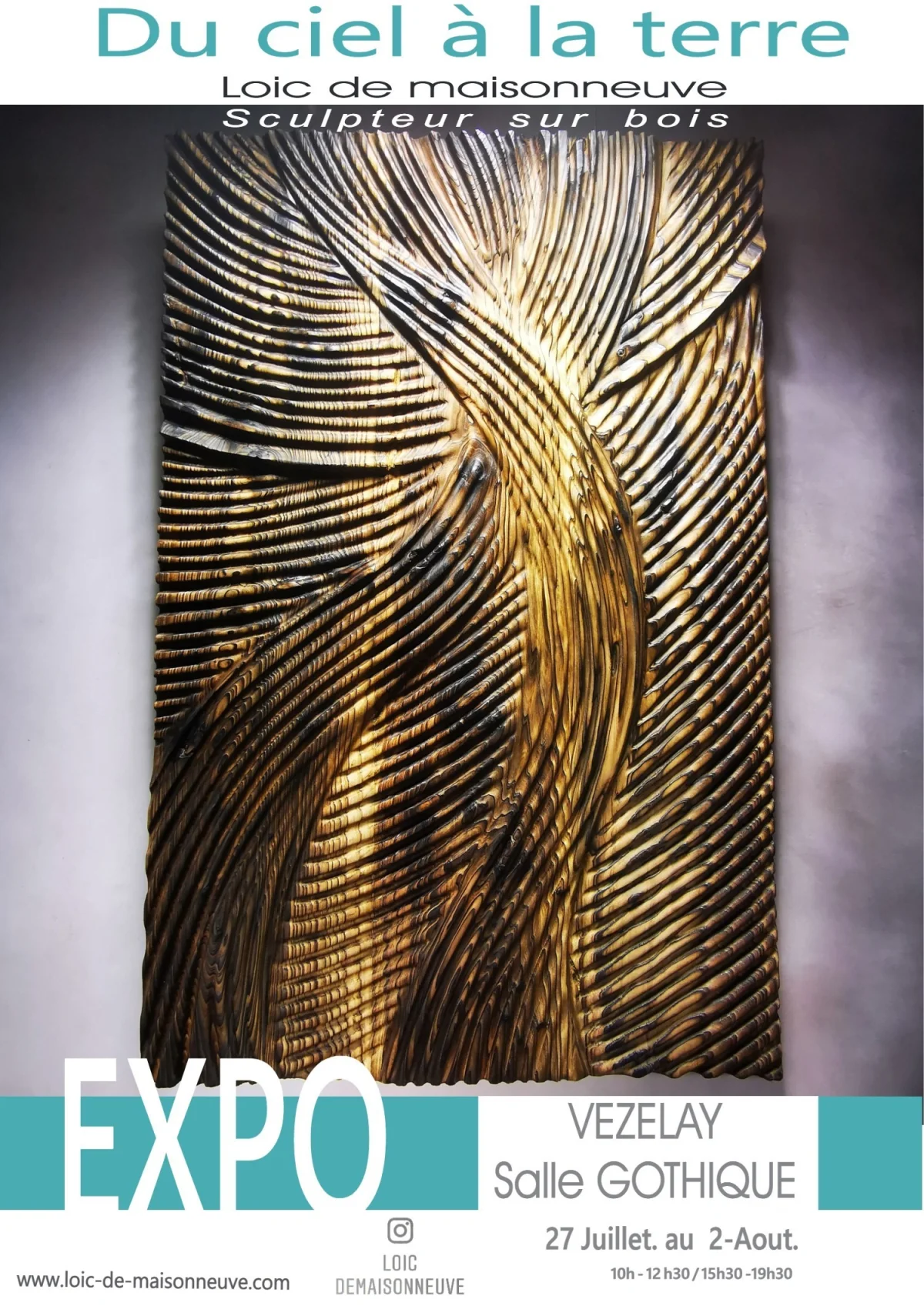 Exposition des oeuvres sur bois de Loic de Maisonneuve – Vézelay (Salle gothique) (affiche de l’événement)