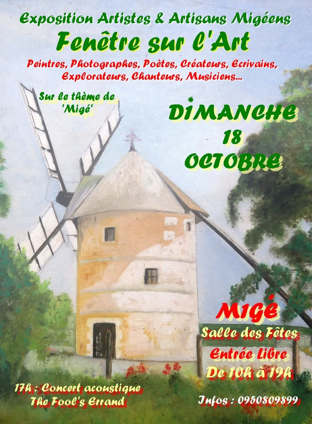 Exposition "Fenêtre sur l'Art" + Concert acoustique des Fool's Errand – Mige (Salle des fêtes) (affiche de l’événement)