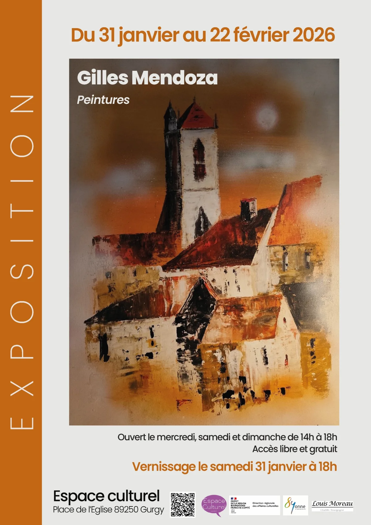 Vernissage de l'exposition de Gilles Mendoza (Peintures) – Gurgy (Espace culturel) (affiche de l’événement)